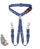 Slowton Double Strap-On Dog Car Seat Belt - 2-in-1 Durable Elastic Harness for Medium Dogs - Rotatable Stainless Steel Carabiner for Safe Travel - Buy Online on GoSupps.com