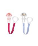 MAM Pacifier Clips for Baby Girls - 2 Count, Fasteners and Flexible Rings, Assorted Designs - 2 Pack - Buy Online on GoSupps.com