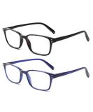 Cojwis 2 Pack Blue Light Blocking Reading Glasses for Men & Women - Spring Hinge Anti-Dizzy 1 Black & 1 Blue 2.25x Magnification - Buy Online on GoSupps.com
