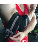 Professional Elbow Wraps - Elastic Straps Brace Support for Weightlifting & Bodybuilding - Gym Fitness - Gray Double Stripe - International Shipping Available - Buy Online on GoSupps.com