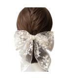 Asphire Vintage Lace Large Bow-Knot Hair Clip - Handmade Embroidery Bridal Butterfly Barrette Clip for Women - White - Buy Online on GoSupps.com