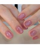 24-Piece Jelly Pink Press-On Nails - Short Angular French Artificial Nails for DIY Manicure | Full Cover Acrylic Fake Nails for Women & Girls - Buy Online on GoSupps.com