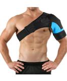 BomnKa Adjustable Shoulder Support Brace for Women and Men - Relieves Shoulder Injuries, Sprains - Fits Both Right & Left Shoulders - Blue - Buy Online on GoSupps.com