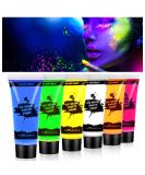 AOOWU UV Glow Face Paint Set - 6 Neon Fluorescent Colors for Blacklight Parties & Carnivals - Buy Online on GoSupps.com