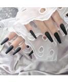 Zoestar Extra Long Ballerina Matte Black Press On Nails | 24pcs Acrylic Fake Nails for Women & Girls - International Shipping Available - Buy Online on GoSupps.com