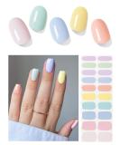 Foyute Semi Cured Gel Nail Strips 20 Pcs Soft Self-Adhesive Gel Nail Polish Wraps Sticker for Salon-Quality Manicure Set Long Lasting Easy to Apply & Remove Nail File & Wooden Stick (Rainbow) - Buy Online on GoSupps.com