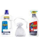 Flash Bathroom All Purpose Cleaner Pack: Floor Cleaner 950ml with Febreze Freshness + Cleaner Spray with Bleach 800ml Eucalyptus + Our Gift for You: Organza Bag Size 9x7x0.1cm - Buy Online on GoSupps.com