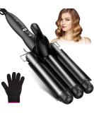 3 Barrel Curling Iron 25mm Hair Curler Hair Waver Wand Adjustable Temperature with 2 Temperature Control for Long or Short Hair Styling Curling Iron Large Wave Ceramic Wide Hair Crimpers Black - Buy Online on GoSupps.com