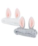 YISSION 2PCS Bunny Ears Spa Headband for Face Wash and Makeup - No Slip Elastic Hair Band for Skincare - White Gray - Buy Online on GoSupps.com