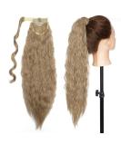 20 Inch Dark Blonde Corn Wave Ponytail Clip-in Hair Extension for Women | Real Long Wavy Wrap Around Hairpiece - Buy Online on GoSupps.com