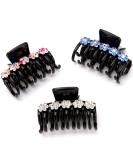 LONEEDY 3PCS Rhinestone Flower Hair Claw Clips - Strong Hold Double Teeth Jaw Clips (Medium) - Color, Light Blue, Silver - Buy Online on GoSupps.com