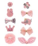 Baby Girls Nylon Bow Flower Tiara Headbands for Newborn Toddlers - 10 pcs Set in Pink - Buy Online on GoSupps.com