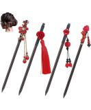 Vintage Chinese Wood Hairpins - Set of 4 Elegant Hair Sticks for Women & Girls - Unique Hairstyles & Accessories - Buy Online on GoSupps.com