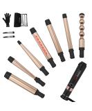 PARWIN PRO BEAUTY 7-in-1 Curling Iron Wand Set - Interchangeable Ceramic Barrels Infrared Technology Dual Voltage Auto Shut Off Perfect Curls Worldwide - Buy Online on GoSupps.com