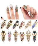 12pcs Women Fashion Bowknot Nail Ring Charm Crown Flower Crystal Finger Nail Rings - Buy Online on GoSupps.com