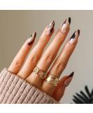 Vatocu Mandel Glitzer Short Brown Ballerina Press On Nails 24 Nude Acrylic Stick-On Nails for Women & Girls - Buy Online on GoSupps.com