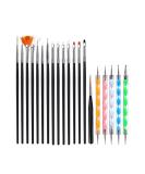 Pinkiou Nail Art Brush Set 15pcs with 5pcs Dotting Pens - Black | Nail Design Painting Kit for Salon and DIY - Buy Online on GoSupps.com