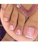 Sokfone Pink Press On Toenails 24 Pcs - Short Square French Tip False Toenails for Women - Glossy Acrylic Full Cover Toe Nails - Summer Ready - Color1 - Buy Online on GoSupps.com