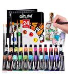COLORFUL Stain Glass Paint Set - 24 Color Waterproof Acrylic Enamel Kit for Kids - Includes 6 Brushes, 1 Palette, 2 Canvases - Perfect for Painting on Wine Glasses, Light Bulbs, Porcelain, Windows, and Ceramics - Buy Online on GoSupps.com