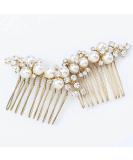 Bridal Wedding Hair Comb - Gold Pearl Rhinestone Headpiece for Women and Girls - Buy Online on GoSupps.com