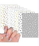 7 Sheets Stars Nail Art Stickers Decals - Metallic 3D Self-Adhesive Designs for Acrylic Nails - Gold, Silver, White Shiny Glitter - Nail Supplies for Art Decoration - Buy Online on GoSupps.com