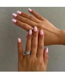 Buy Almond Press on Nails Short - Pink White Glossy Full Cover Reusable False Nails - 24 Pcs for Women | RIICFDD - Buy Online on GoSupps.com
