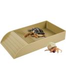 Alongen Tortoise Water Dish Tortoise Food Dish Anti Slip Reptile Pool Bowl with Ramp Reusable Reptile Pool Tortoise Habitat Accessories for Turtles Horned Frogs and Lizards(Brown) - Buy Online on GoSupps.com