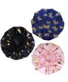 3-Piece Satin Silk Bonnet Set for Sleeping | Wide Elastic Band Night Cap for Women - Black - Buy Online on GoSupps.com