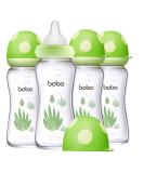 YOHKOH Natural Glass Baby Bottle Gift Set, Anti-Colic, Wide Neck, 8.8oz (Pack of 4) Green - Buy Online on GoSupps.com