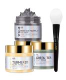 ANAI RUI Turmeric Clay Mask - Green Tea Clay Mask - Dead Sea Minerals Mud Mask, Spa Facial Mask Set, 2.5 oz each Orange - Buy Online on GoSupps.com
