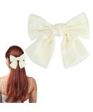 Bow Hair Clip Hair Bows for Women Big Bowknot Hairpin French Hair Clips with Ribbon Solid Color Hair Barrette Clips Soft Satin Silky Hair Bows for Women Girls(White) - Buy Online on GoSupps.com