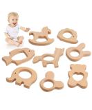 Tyfyh 8-Piece Wooden Baby Bite Ring Set | Safe Wooden Animal Teething Toys | DIY Craft Wooden Rings for Babies & Childcare - Buy Online on GoSupps.com