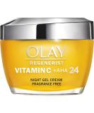 Olay Vitamin C + AHA24 Night Gel Face Cream - 50ml - Brightens Skin Tone, with Vitamin C, AHA & Niacinamide - Buy Online on GoSupps.com