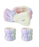 Gangel Fashion Tie Dye Makeup Headband and Wrist Bands Set - Soft Elastic Bow-Knot Spa Headband for Women - Microfiber Hair Wrap and Coral Fleece Skin Care Head Scarf - Buy Online on GoSupps.com