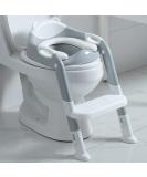 Potty Training Seat for Toddlers | Kids Toilet Chair with Ladder and Step Stool (Gray/White) - Buy Online on GoSupps.com