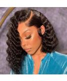 CLIONE Deep Wave Bob Lace Wig 12 - Short Synthetic Wigs for Black Women - Natural Black Color - Curly Bob Lace Front Wig - Buy Online on GoSupps.com