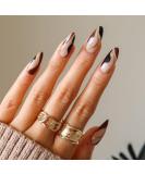 Sethexy Almond Shape French Press On Nails - 24 Stylish Swirl Acrylic False Nails for Women & Girls - Brown - Buy Online on GoSupps.com