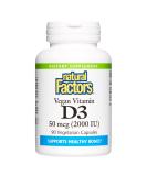 Natural Factors Vegan Vitamin D3 50 mcg - 90 Vegetarian Capsules for Immune Support - Buy Online on GoSupps.com