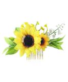 Fangsen Gold Sunflower Wedding Hair Comb - Yellow Flower Pearl Bridal Headpiece for Women - Buy Online on GoSupps.com