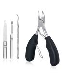 URAQT Toenail Clippers 4 Pcs Nipper Trimmer Kit with Nail Lifter and Nail File Precision Cuticle Scissors Nail Nippers Heavy Duty Nail Clippers Toenail Cutter for Thick Nails Ingrown Toenails Black-4pcs Set - Buy Online on GoSupps.com