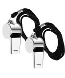Whistle 2 pieces of stainless steel sports pipes referee whistle with lanyard loud clear sound trill whistles ideal for school sports football referee dog training physical education lessons - Buy Online on GoSupps.com