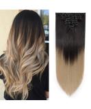Silk-co 26 Inch 8PCS Clip in Hair Extensions Dark Brown to Ash Blond - 100% Synthetic Long Straight Hair Piece for Full Head - Buy Online on GoSupps.com