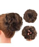 1 Piece Messy Hair Bun Chignon Ponytail in Medium Brown - Wavy Curly Hair Scrunchie Extension for Women - Buy Online on GoSupps.com