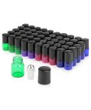 50-Pack 1ml Glass Roll-On Bottles Mixed Colors with Stainless Steel Roller Balls and Black Caps for Aromatherapy - Includes Pipette - Buy Online on GoSupps.com