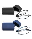 Kokobin Foldable Reading Glasses 2-Pack - Stainless Steel Anti-Blue Light Unisex Includes Hard Shell Case +2.0 Magnification - Buy Online on GoSupps.com
