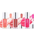 Lip Plumping Oil Trio Set - Hydrating Gloss, Tinted Balm, Nourishing Care - Long Lasting Lip Glow Oil with Big Brush - Non-sticky, Glitter Shine Primer - Pink, Rosewood, Cherry Red - Buy Online on GoSupps.com