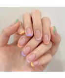 24 Pcs Short Square Press on False Nails - French Pattern with Glue - Acrylic Stick on Nails for Women and Girls - Buy Online on GoSupps.com