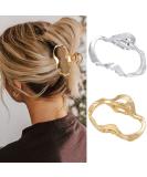 Brinie Geometric Metal Hair Claw Clips - Pack of 2 | Fashion Hair Accessories for Women and Girls | Hollow Hair Jaw Clamps for Thick and Thin Hair - Buy Online on GoSupps.com