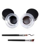 Erinde Black Brown Gel Eyeliner Set with 2 Eye Makeup Brushes | Waterproof, High Pigmented, Long Lasting Smudge-Proof Cream Gel Eyeliner | Makeup Gift Kit - Buy Online on GoSupps.com