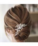 Bride Wedding Pearl Hair Pins - Silver Bridal Accessories for Women | Rhinestone Flower Headpieces - Buy Online on GoSupps.com